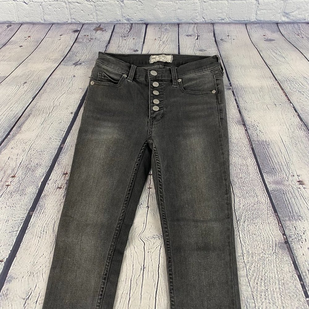 Free People Reagan Button Front Skinny Jeans - Picture 3 of 7